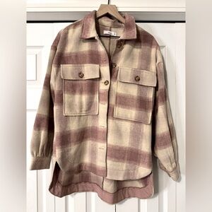 TALULAH Plaid Sweater in Cream and Brown